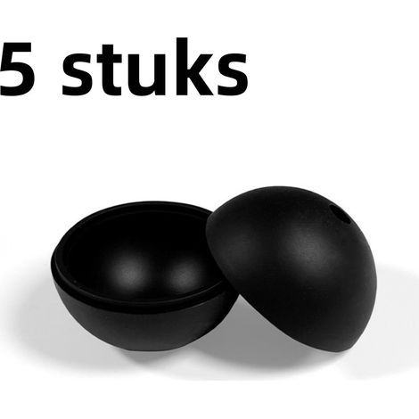 Boules de glace rondes en silicone avec couvercle réutilisables et faciles à démouler pour whisky et boissons à la maison noires (1/5)