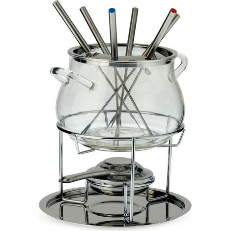 Service à Fondue pour 4 Personnes avec Fourchettes Brûleur et Support en Céramique ou Inox - PANGIVO (1/3)