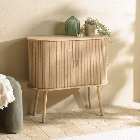 AGATHE - Buffet ovale 80x33cm en bois couleur naturelle