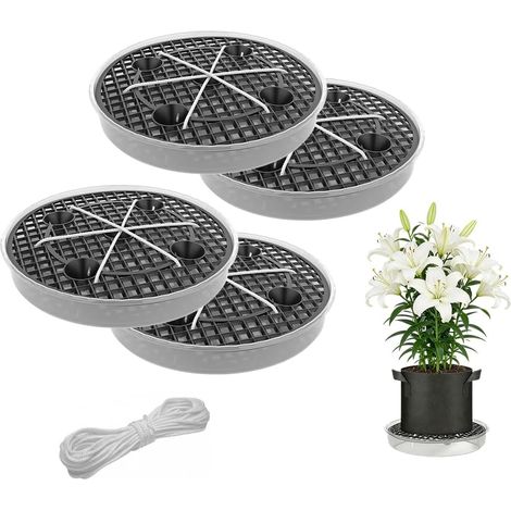 Lot de 4 pots de fleurs en maille - En plastique - Auto-arrosage - Soucoupe pour bonsaï - Grille de drainage - Pour l'intérieur et l'extérieur - Pour plantes (1/5)