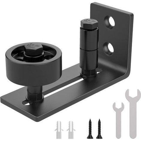 Lilaris Guide au sol pour porte de grange coulissante - Fixation murale - Roulettes réglables - 8 options d'installation - (1/5)