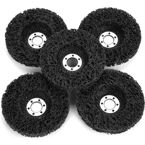 Lot de 5 disques à meuler noirs en polyéthylène de 100 mm pour le décapage de la peinture et de la rouille, compatibles avec les meuleuses d'angle. (1/5)