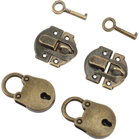 Vorhängeschloss-Set aus Zinklegierung mit Schrauben, Vintage-Bärenmotiv, dekoratives Schloss-Set für Holzkästchen, Schmuckkästchen, Kunsthandwerk, Bronze (1/5)