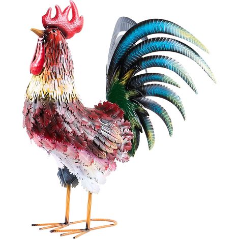 Sculpture d'Oiseau en Fer en Forme de Coq Fait Main Accessoire Décoratif Multicolore Bancalaan (1/5)