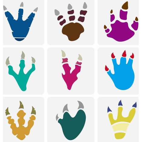 9Pcs Pochoir de Peinture D'Empreintes de Dinosaures 15x15cm Modèles de Peinture D'Animaux Modèle D'Empreinte D'Animaux Pochoir pour Bois Mur Tissu Meubles Décoration D'Intérieur DIY (1/5)
