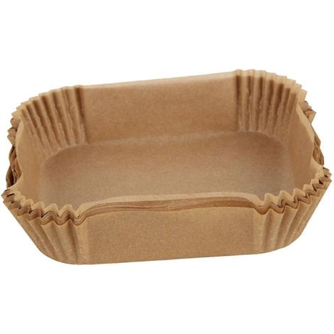 Feuilles de papier sulfurisé résistantes à la chaleur, jetables, pour friteuse ou four à gril.-brown-25pcs-B- 7.87x7.87x1.97-Wood 25Pcs (1/5)