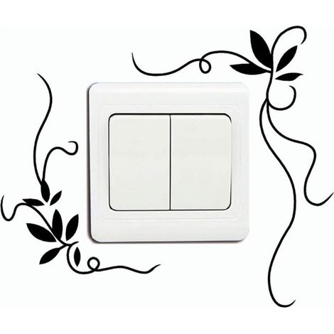 Switch Stickers, Creative Plant Vines Flower Vines Vinyl Switch Stickers Plants Art Wall Decals for Kids Room Bedroom Living Room Home Decor Black (1/5)