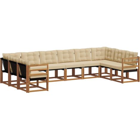 Ensemble de canapés d'extérieur 10 pcs Salon de jardin Naturel et Beige (1/5)