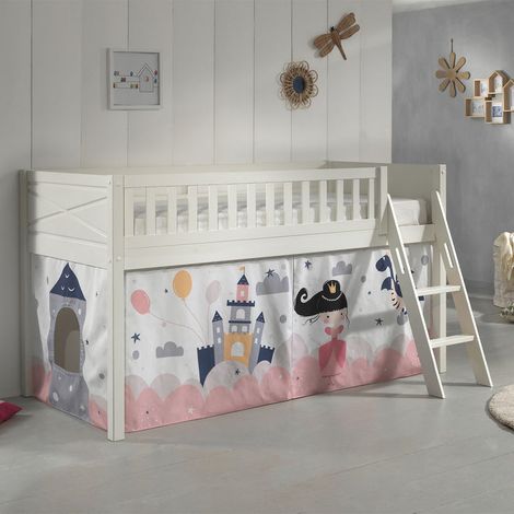 Cama de media altura 90x200 con somier y funda Fairy Vipack Scott Blanco (1/4)