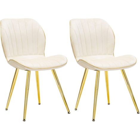 Set 2 Sedie Paris Space Crema e Oro 46x58x77 cm in Legno e Ferro (1/5)