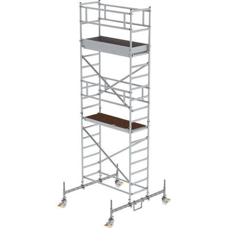 Günzburger Steigtechnik Echafaudage roulant 0,75 x 1,8 m avec embase roulante Hauteur de plate-forme 4,45 m - 154445 (1/4)