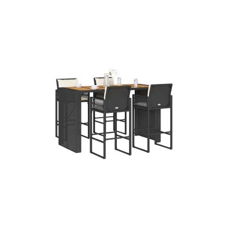 Ensemble de bar de jardin 5 pcs avec coussins noir poly rotin (1/5)