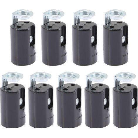 Lot de 9 douilles pour lampes à bougies, supports de lampes pour lustres, socles pour bougies-4.3X2.1CM-Black (1/2)