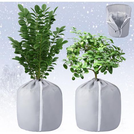 Housses d'Hivernage pour Plantes en Pot, 2 Pièces Sac Antigel pour Plantes en Pot, 40x35cm Protections Thermiques pour Plantes, Housse Hivernage Plante avec Fermeture Éclair et Cordon de Serrag (1/5)