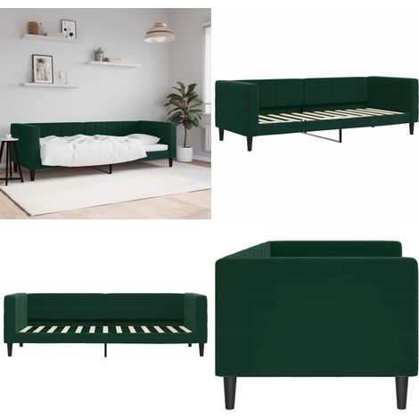 vidaXL Lit de repos sans matelas vert foncé 80x200 cm velours (1/5)