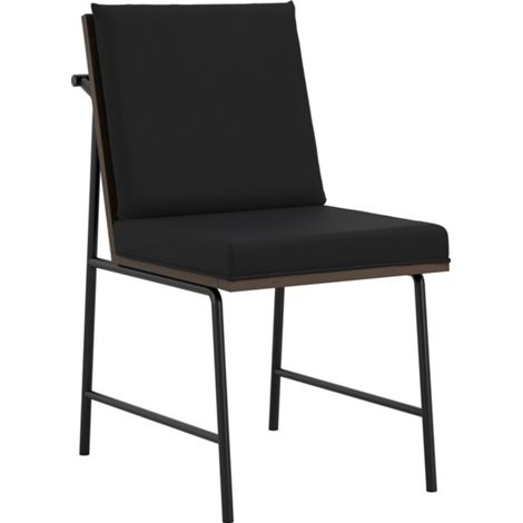 Scout Indoor Dining Chair (Pack of 2) - House Weave/Rubber Wood - L63 x W47.5 x H89 cm - Onyx/Walnut - Flat Pack