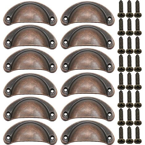Ensemble de 12 boutons de poignée semi-circulaires en forme de coupe, en cuivre rouge (1/5)