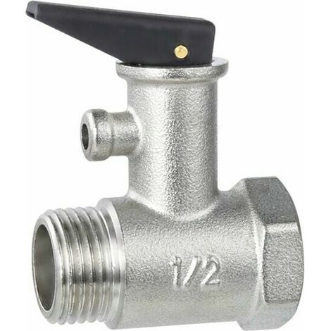Soupape de sécurité pour chaudière et chauffe-eau, DN15, purge de pression, qualité premium, raccord fileté, décharge fiable. (1/5)