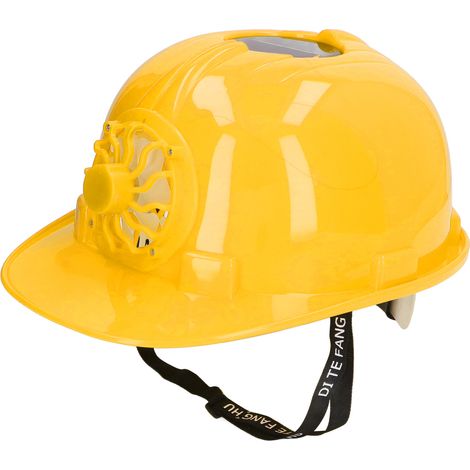 Casque de chantier avec ventilateur solaire intégré, casque de sécurité ventilé en plastique, casque rigide respirant avec doublure amovible pour travaux extérieurs d'été sur les chantiers de construc (1/5)