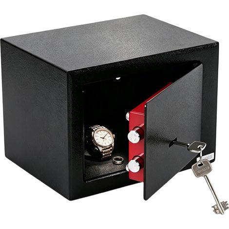Coffre-fort pour meubles avec serrure à double barbe, 23 x 17 x 17 cm, mini boîte de sécurité, coffre-fort pour la maison, petit coffre-fort pour meubles pour argent, bijoux et documents (1/5)
