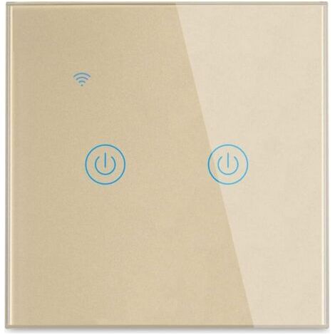 Pair (doré, 2Gang)Interrupteur Mural Tactile Télécommande Intelligente sans Fil Prise en Charge de la Commande Vocale Partage de la Famille Fonction de Minuterie Fil Neutre Requis (1/5)