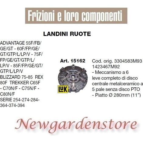 Kupplung 15162 280mm LANDINI RÄDER ADVANTAGE BLIZZARD 254 274 284 364 374
