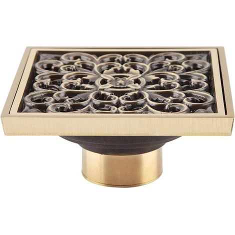 Siphon de sol de douche en laiton antique — Carré — Adapté aux salles de bain et aux cabines de douche