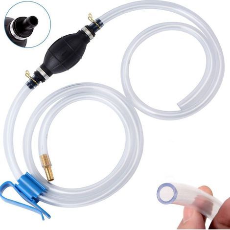pompe a eau manuelle poire amorcage gasoil Pompe à siphon pour essence, gaz, huile, carburant, diesel, liquide, aquarium, pompe manuelle avec 2 tuyaux en PVC résistants (15 mm)