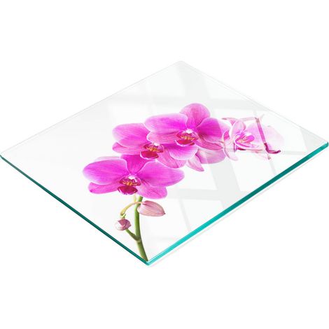 Tabla de cortar decorativa de cristal para cocina, orquídea rosa, 60x52 cm (1/5)