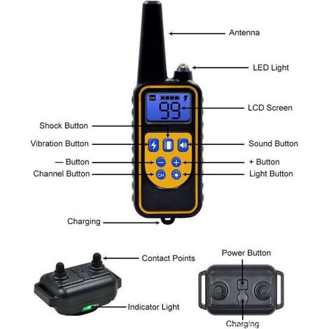 Collier de Dressage, pour Chien avec Beep Vibra, collier dressage chien étanche et Rechargeable ,Collier télécommande 800 Verges Collier Electrique ,pour Chien pour la formation de chien,Moyen & Grand (1/4)