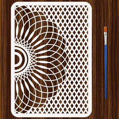 Pochir Matrice Spirale avec Pinceau 21x29,7cm Gabarit de Dessin de Motif Tourbillon Réutilisable Gabarit d'Art Linéaire pour Peinture sur Bois Mur Tissu Meuble DIY Décoration Maison (1/5)