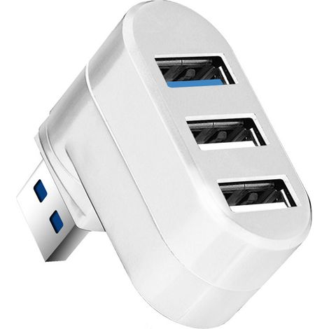 Hub mini USB 3.0 ABS 3 ports de qualité supérieure pouvant pivoter à 90°/180° Hub USB créatif