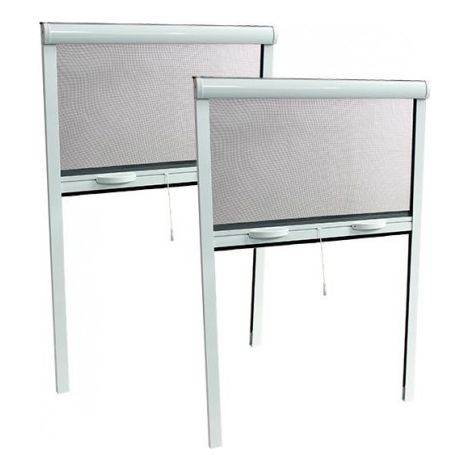 Volet Moustiquaire – Pack de 2 moustiquaires enroulables ALU H220 cm x L160 cm – Tissu fibre de verre imputrescible – Pour porte-fenêtre – Installation simple et rapide