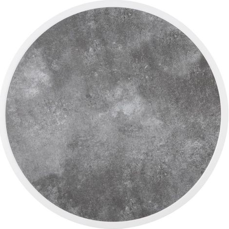 Plateau de table extérieur rond en verre trempé effet pierre foncée bord blanc 580mm - BOLERO (1/5)