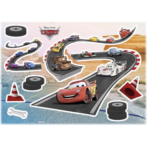 Stickers Muraux Disney Cars Piste de Voitures 50x70cm