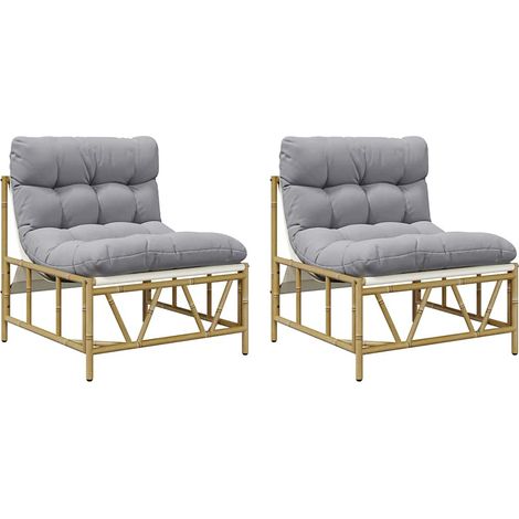 Maison Exclusive - Outdoor-Sitzplätze mit Kissen 2 pcs Hellgrau S