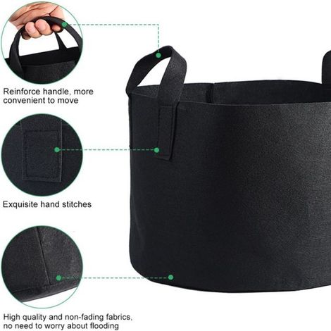 Sac De Culture - Feutre - 29 x 41 cm - Noir - Réutilisable - 1 Pièce (1/5)