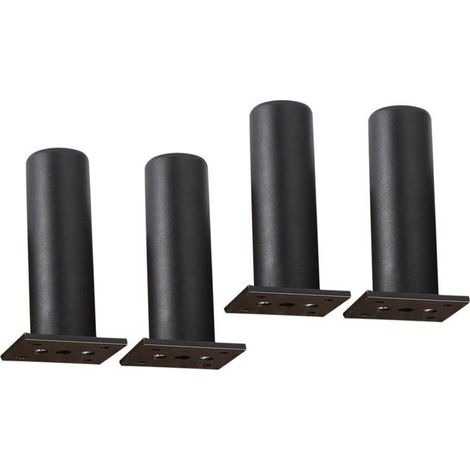 Lot de 4 pieds de canapé en alliage d'aluminium de 12 cm, pour canapé, fauteuil et chaises, avec plaques de fixation (noir) (1/4)
