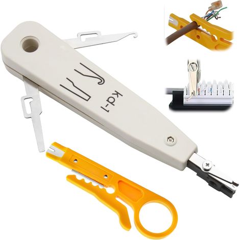 Impact Tool Rj45 Punch Down Insertion Tool with Cutter and Stripping Plier Insert for RJ45 Module, Patch Panel, Telephone and Network Sockets Cat5, Cat6, Cat7 (1/5)