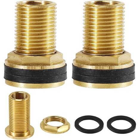 Lot de 2 raccords de réservoir en laiton - AG 1/2" x IG 3/8" - Raccord de réservoir - Raccord de réservoir d'eau - Raccord pour robinet, réservoir et fûts (1/5)