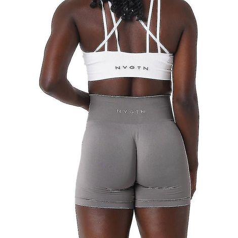 Nvgtn Nahtlose, einfarbige Spandex-Shorts für Damen, weiche Sporttights, Fitness-Outfit, Yogahose, Sportbekleidung – Größe M – Dunkelgrau