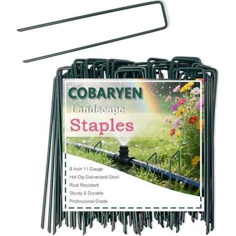 Lot de 15 piquets de jardin en acier galvanisé de calibre 11, piquets d'ancrage au sol pour toile de barrière contre les mauvaises herbes, pelouse, tente et projets d'extérieur (1/5)