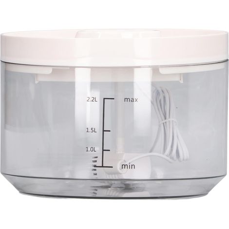 Fontaine à eau pour chat 2.2L, filtration profonde automatique, silencieuse, grande capacité, couleur blanc transparent, également pour chien (1/5)