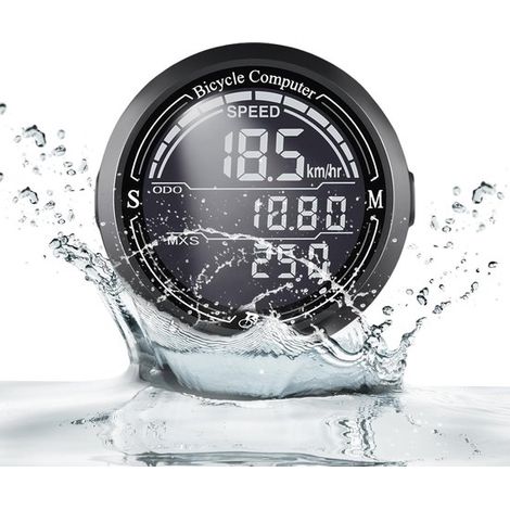 Ciclocomputador inalámbrico con odómetro y velocímetro,Pantalla LCD de 2,2",12 funciones universales,resistente al agua IP67,Color gris (1/5)