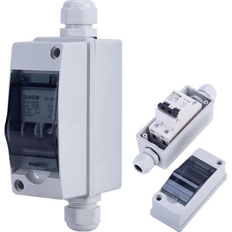 Disjoncteur, Disjoncteur Solaire Photovoltaïque Interrupteur Isolateur PV DC Disjoncteurs électriques avec Boîte de Distribution étanche IP65 2P 16A DC 400V (1/5)