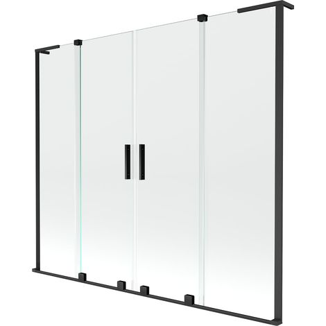 Mexen Velar L Duo mampara de baño corredera de 2 paneles 170 x 150 cm, transparente, negro - 896-170-003-02-70 (1/2)