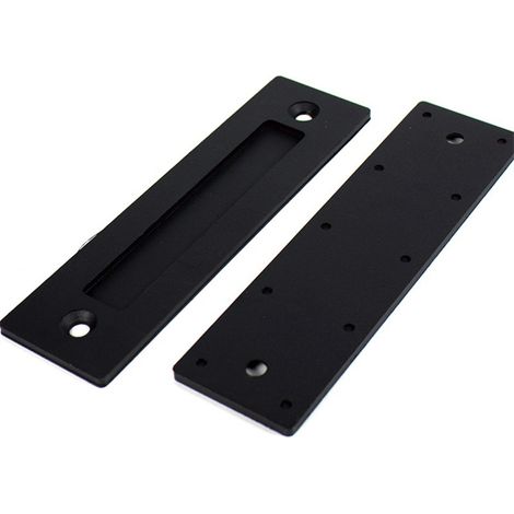 Poignée coulissante de porte de grange, plaque arrière plate rectangulaire noire, poignée de tirage double face (1/4)