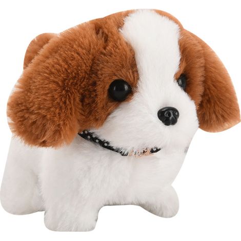 Chiot Saint-Bernard en peluche électrique, marche, remue la queue et aboie, pile incluse, marron 18x14.5x13.5cm (1/5)