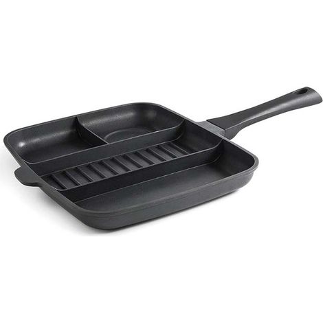 Lacor Padella Grill Titanium Pro con Antiaderente, Scomparti Singoli 4 in 1, Alluminio, 32x26 cm
