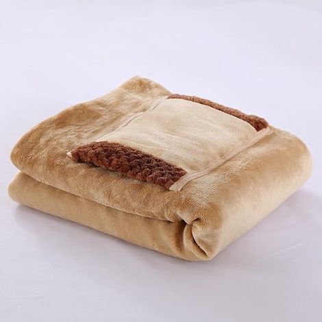 Couverture chauffante électrique portable en flanelle de laine d'agneau, chauffée par USB, style luxueux et confortable. Multifonctionnelle, marron, 80 x 60 cm, 7,5 W, chauffage rapide, couleur carame (1/5)